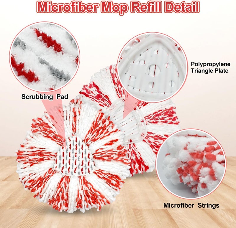 GFRED 3 Pack Upgraded Deep Clean Refill Compatible with O Ceda EasyWring Spin Mop & Bucket System Microfiber Mop Heads Refill for Oceda Easywring 1 Tank Spin Mop System, 40% More Cleaning Power, Scrub Pad - Image 4